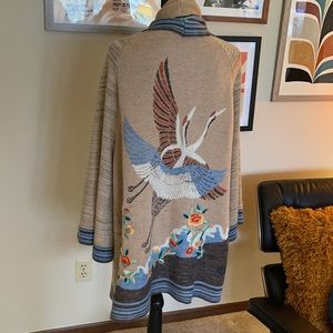 Anthropologie Embroidered Open Cardigan